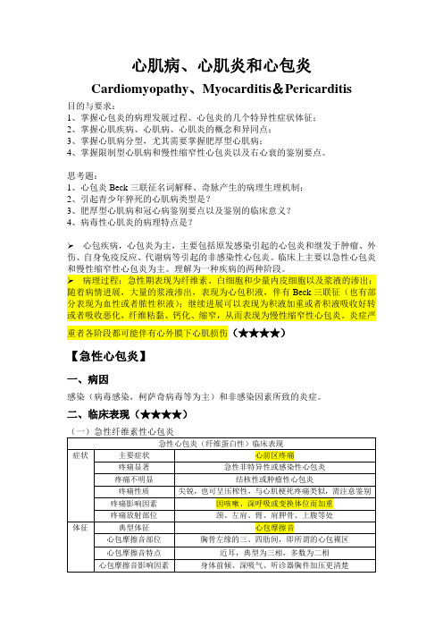 心血管系统 8 心肌病、心肌炎和心包炎cppt