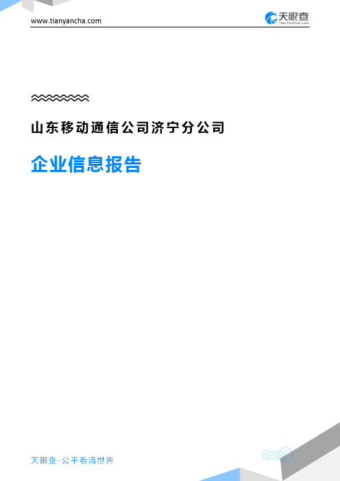 山东移动通信公司济宁分公司企业信息报告-天眼查