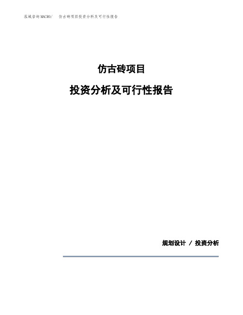 仿古砖项目投资分析及可行性报告