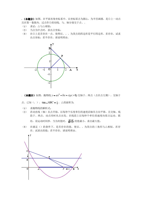 2010上海中考二模数学压轴题精选