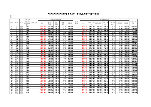 企业员工五险一金计算样表