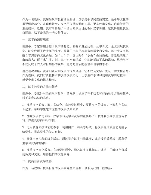 教师汉字讲座的心得体会