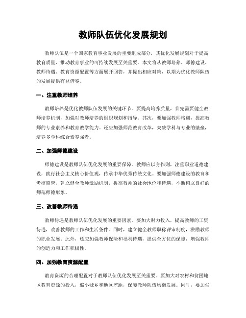 教师队伍优化发展规划