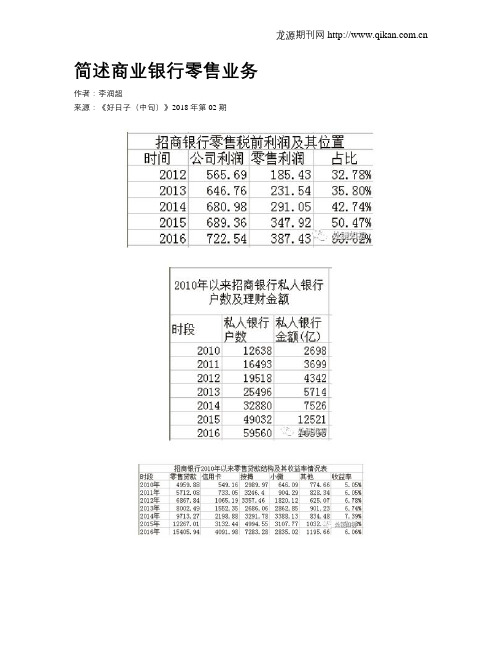 简述商业银行零售业务