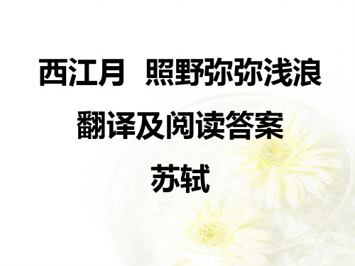 西江月 照野弥弥浅浪 阅读答案