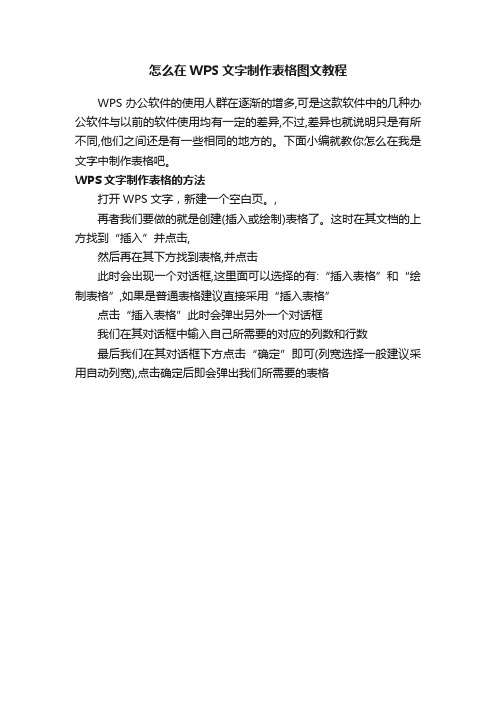 怎么在WPS文字制作表格图文教程