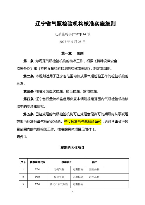 辽宁省气瓶检验机构核准实施细则.