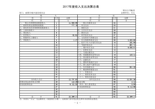 2017年度收入支出决算总表