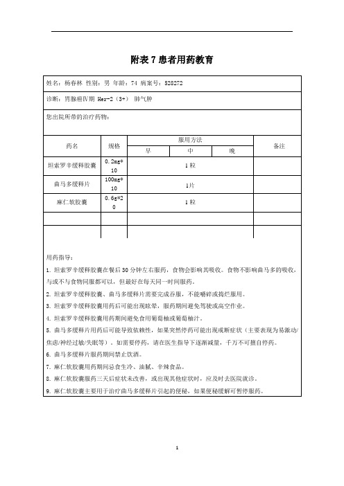 患者用药教育曲马多缓释片