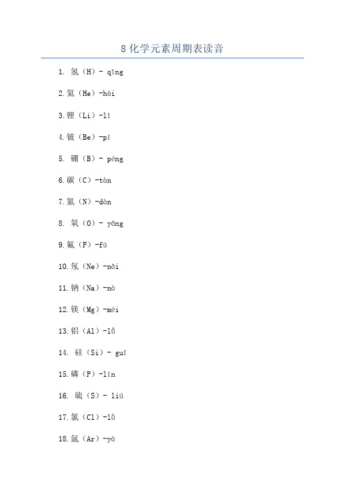 8化学元素周期表读音