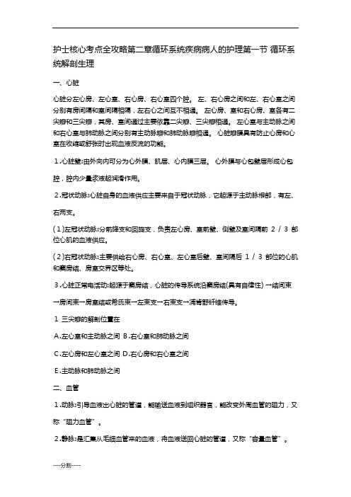 护士核心考点全攻略第二章循环系统疾病病人的护理第一节-循环系统解剖生理最终版.docx