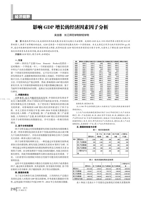 影响GDP增长的经济因素因子分析