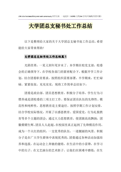 2021年大学团总支秘书处工作总结