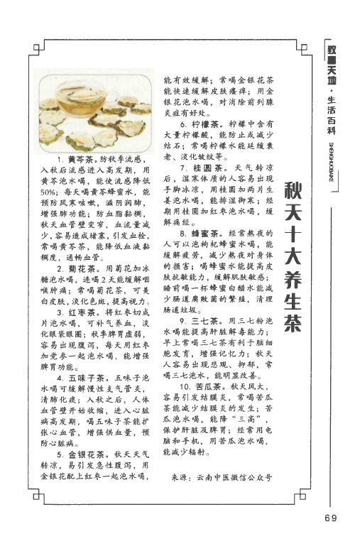 秋天十大养生茶