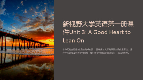 新视野大学英语第一册课件unit3Agoodhearttoleanon