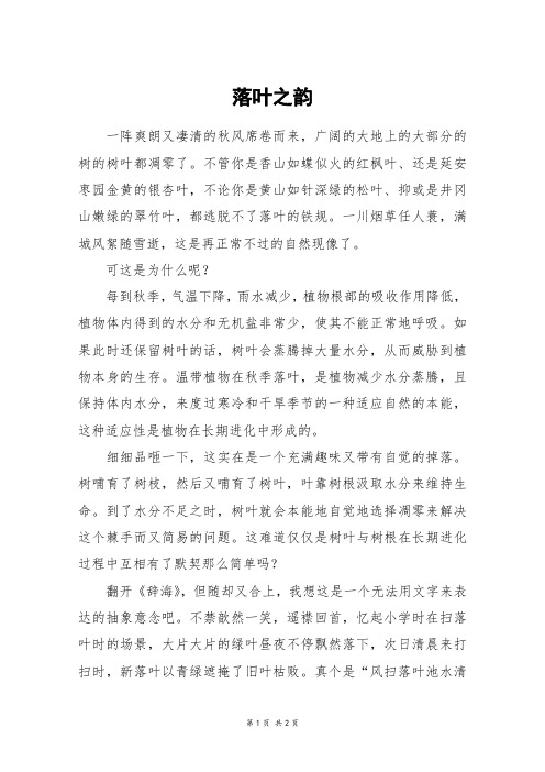 落叶之韵_五年级作文