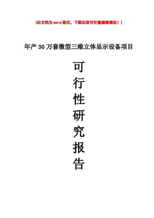 (最新版)年产30万套微型三维立体显示设备项目可行性研究报告