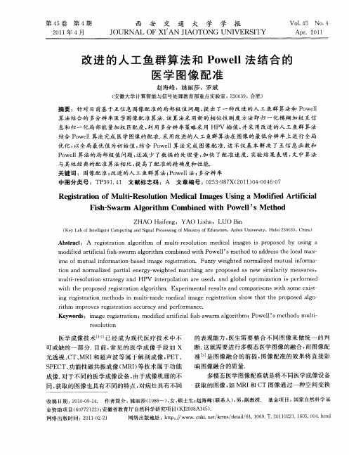 改进的人工鱼群算法和Powell法结合的医学图像配准