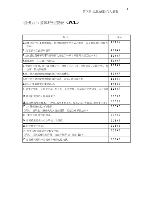 创伤后应激障碍检査表