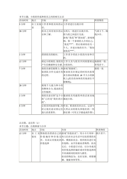 社工小组工作计划书