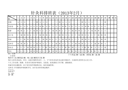 针炙排班表1 xls