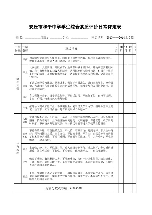 综合素质表八