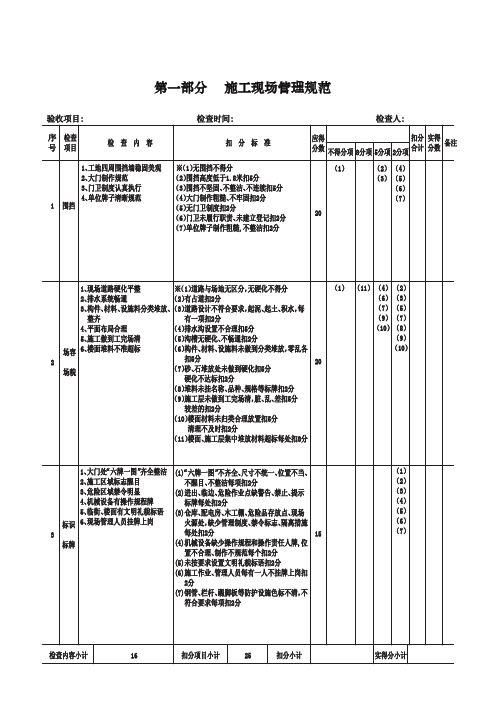 陕西省文明工地检查验收表格