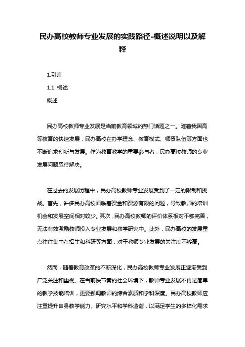 民办高校教师专业发展的实践路径-概述说明以及解释