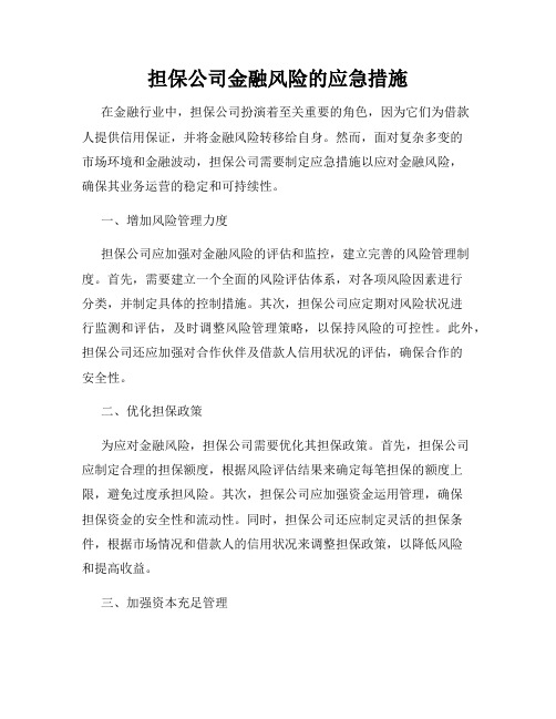 担保公司金融风险的应急措施