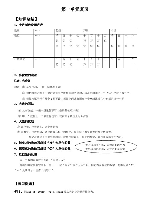 四年级上册数学试题第一单元整理与复习定不含答案北师大版