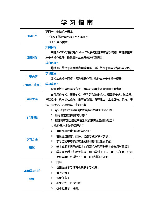 数控机床应用与操作 学习指南  3-3-5 操作面板