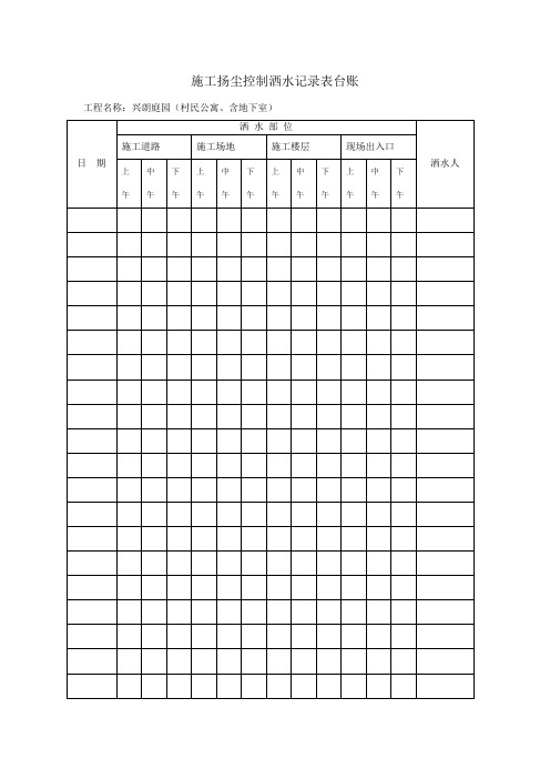 施工扬尘控制洒水记录表台账