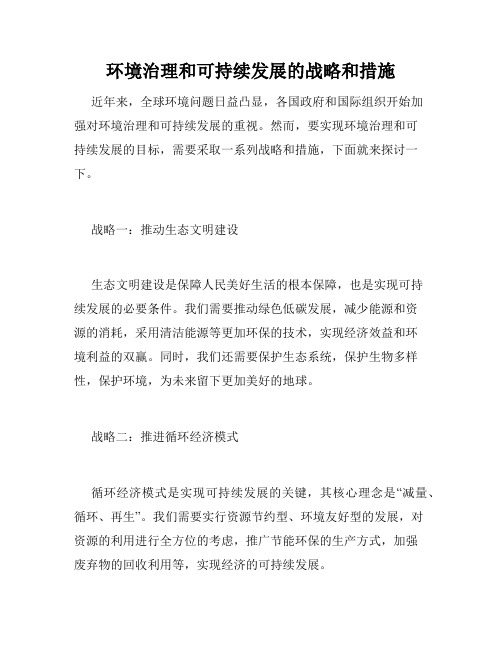 环境治理和可持续发展的战略和措施