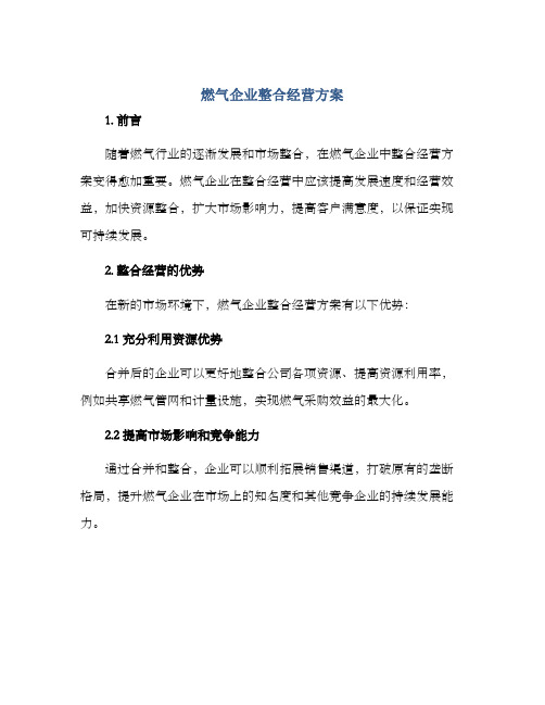 燃气企业整合经营方案