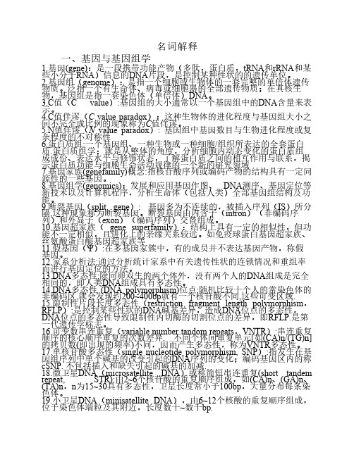 分子生物名词解释总结