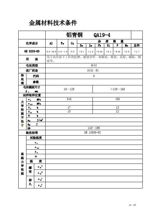 铝青铜____QAl9-4材料技术要求