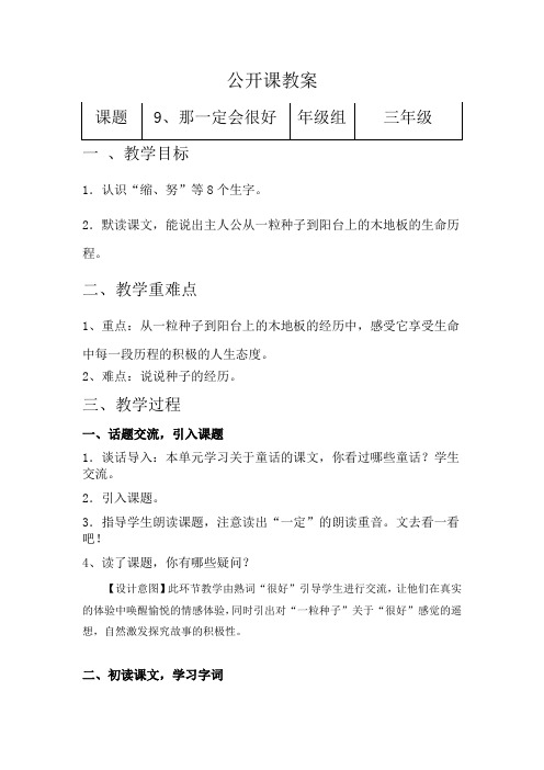 公开课《那一定会很好》教案及教学反思