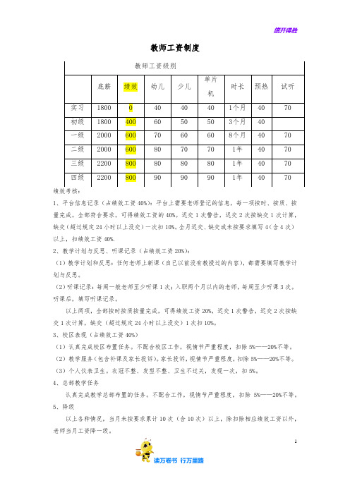 XX机器人培训机构 —教师工资制度