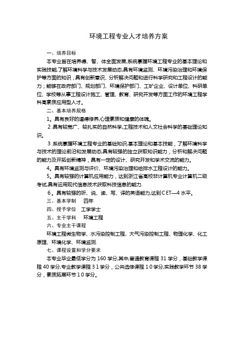 环境工程专业人才培养方案