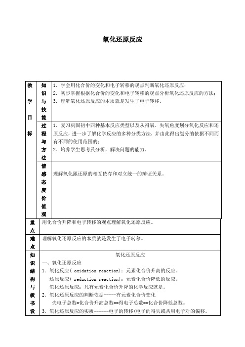 氧化还原反应_教案