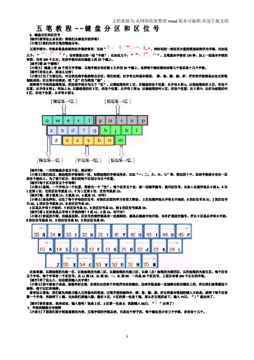 五笔教程键盘分区和区位号