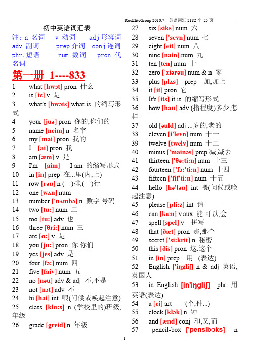 初中英语单词表大全2182个带音标