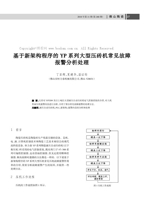 基于新架构程序的YP系列大型压砖机常见故障报警分析处理