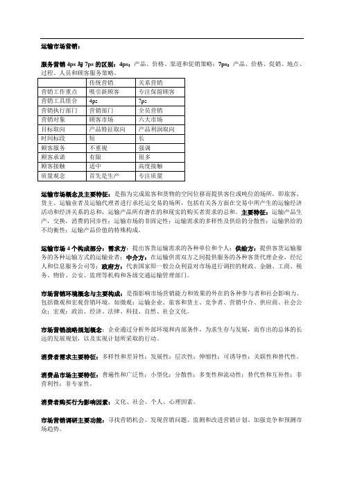 运输市场营销总结