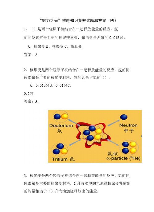 “魅力之光”核电知识竞赛试题和答案(四)