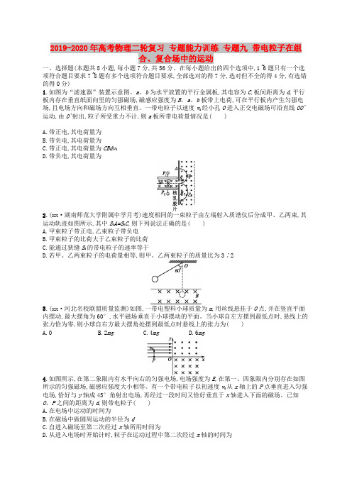 2019-2020年高考物理二轮复习 专题能力训练 专题九 带电粒子在组合、复合场中的运动
