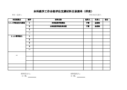 本科教学工作合格评估支撑材料目录清单样表.doc