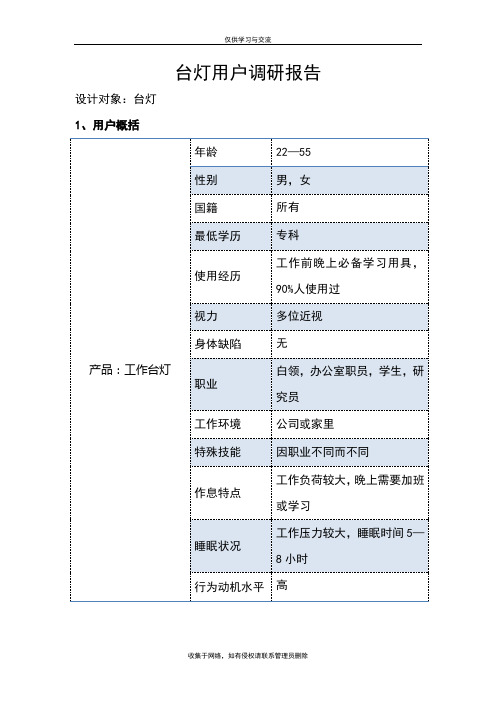 最新台灯用户调研报告