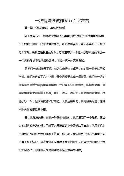 一次特殊考试作文五百字左右