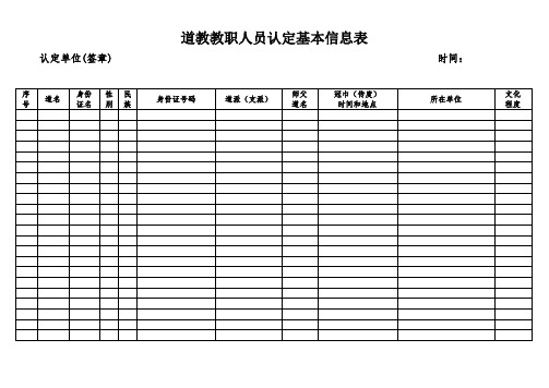 道教教职人员认定基本信息表